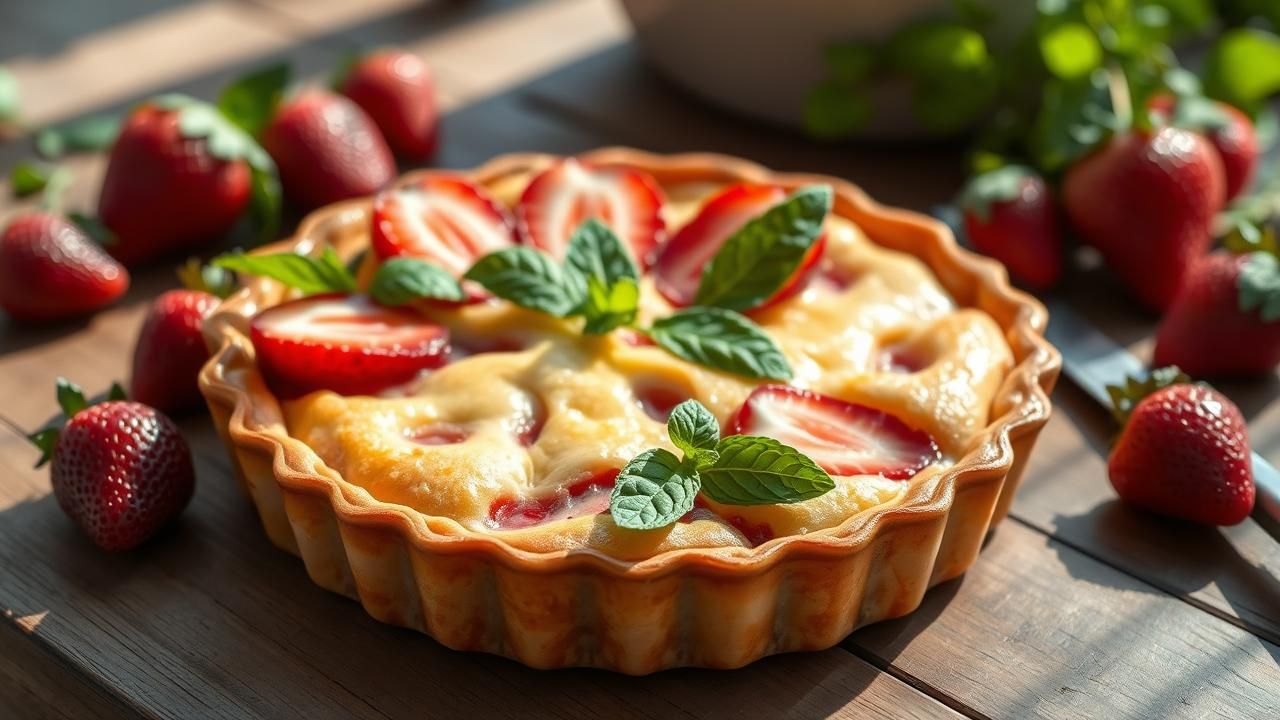 Fraises Clafoutis Leger Menthe Desserts Ete