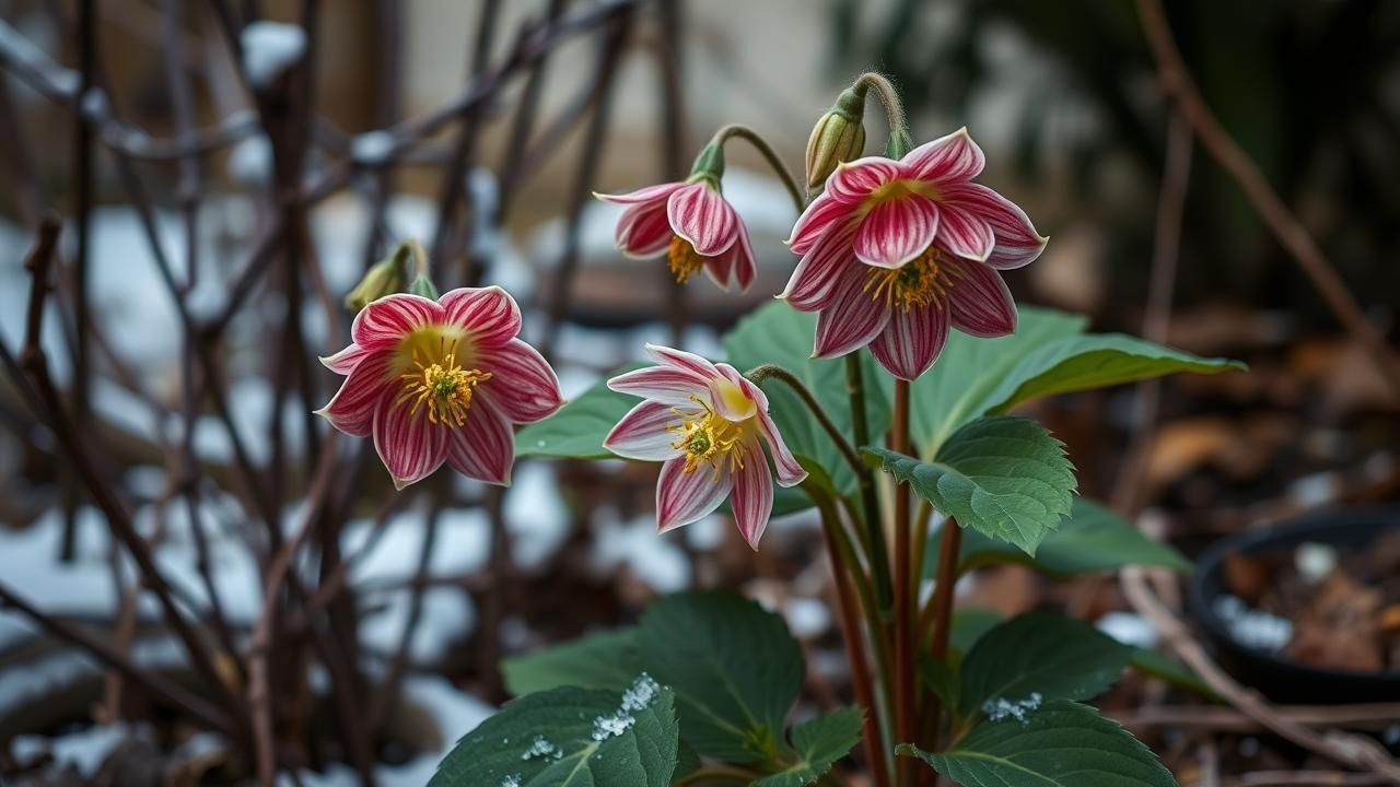 Hellebore Fleurit Sous Neige