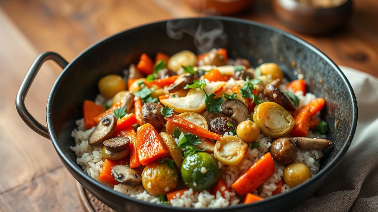 Legumes Hiver Riz Saute Sauce Soja