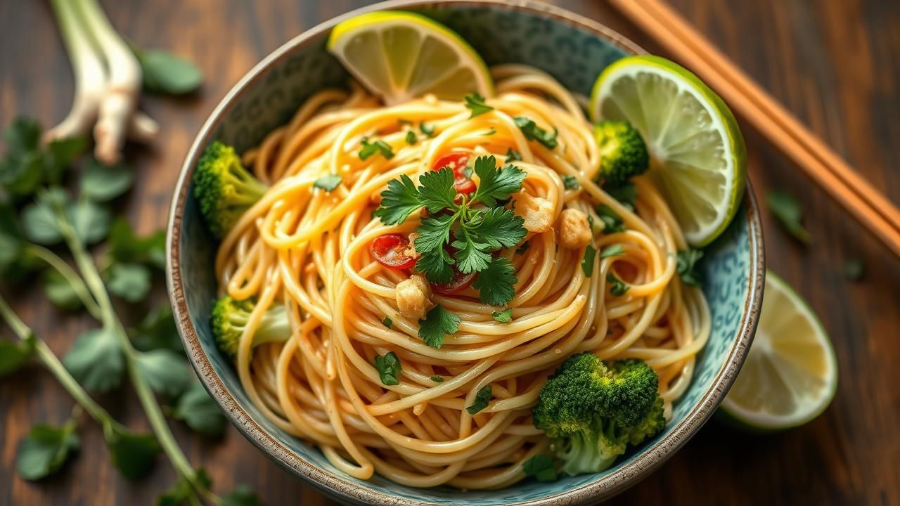 Nouilles Riz Recette Thai Brocoli