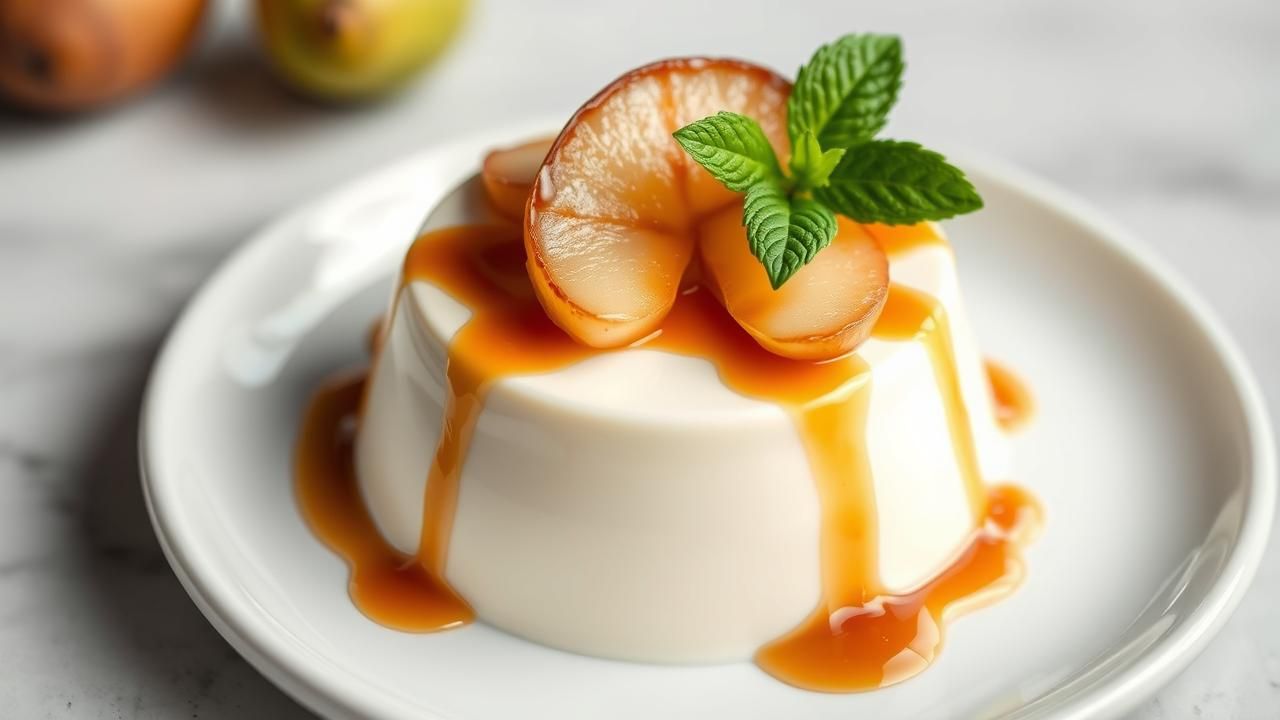Panna Cotta Poire Caramel Dessert Irresistible