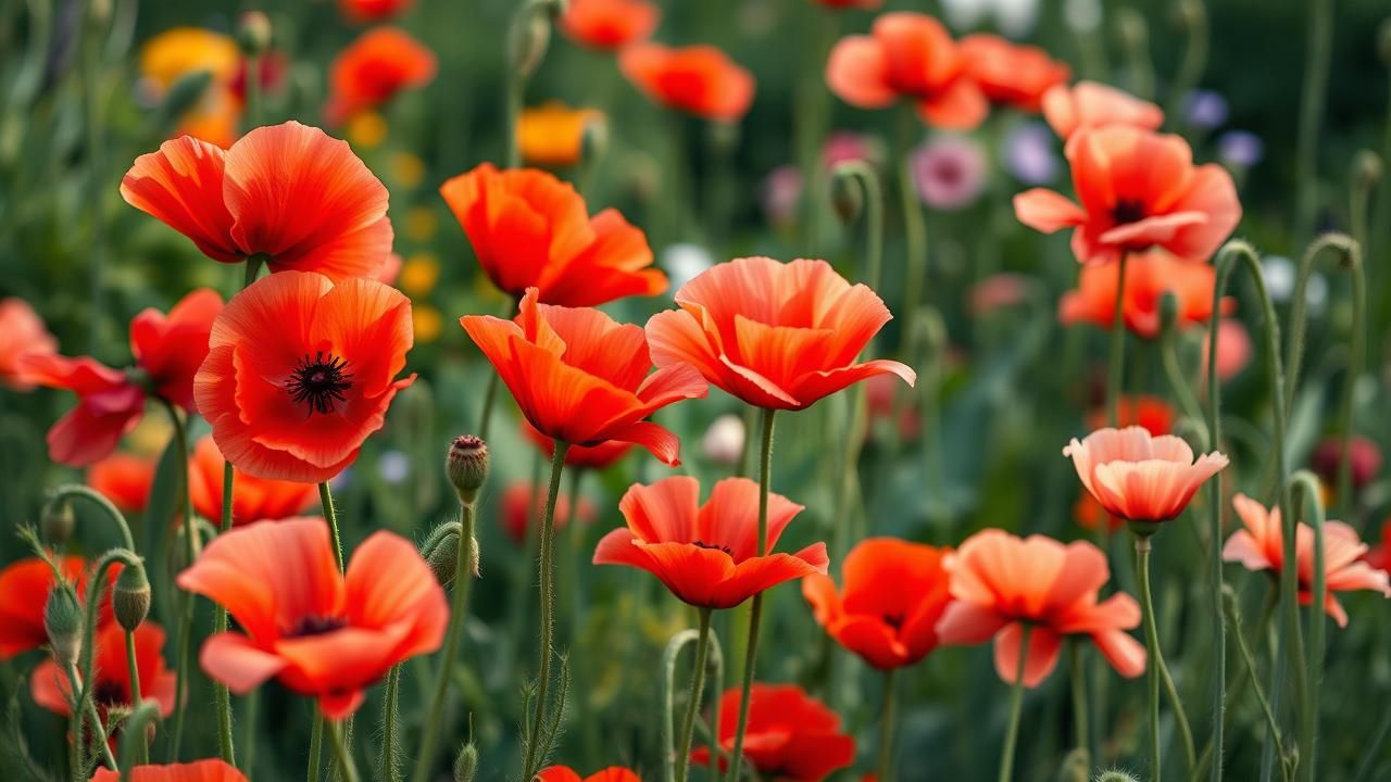 Pavots Fleurs Magiques Jardin Oeuvre Dart