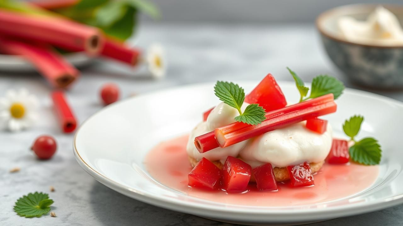 Rhubarbe Creme Vanille Dessert Printanier