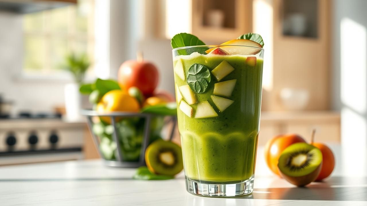 Smoothie Kiwi Pomme Epinards Bombe Vitaminee