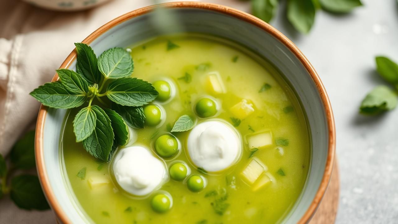 Soupe Froide Petits Pois Menthe Burrata