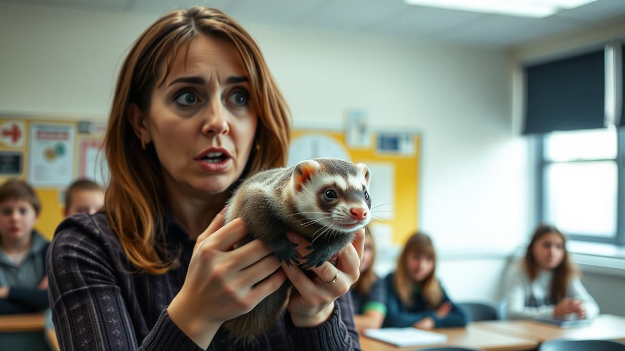 Femme Jette Furet Ecole Science
