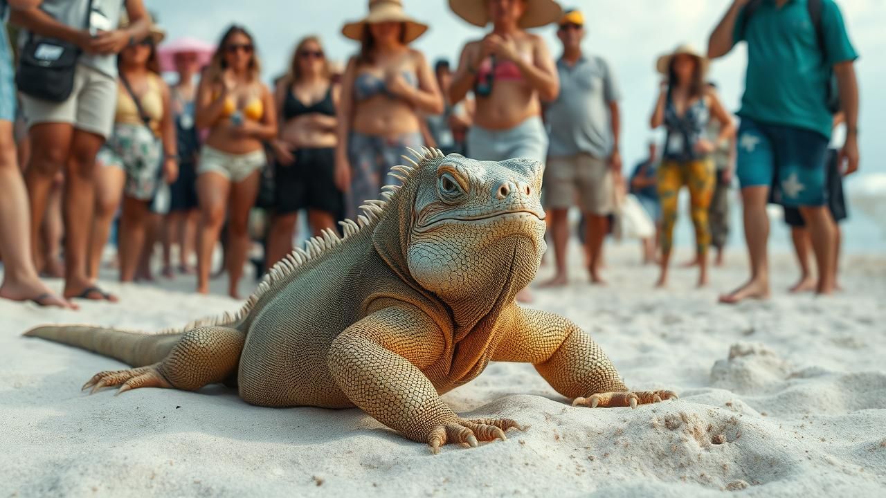 Iguane Abandonne Plage Incident Choquant