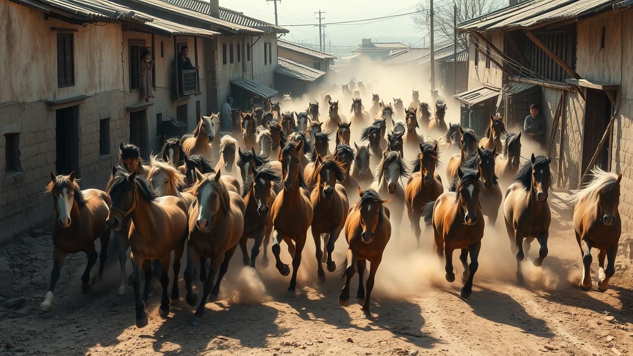 Chevaux Sauvages Traversent Village 2025 Signification
