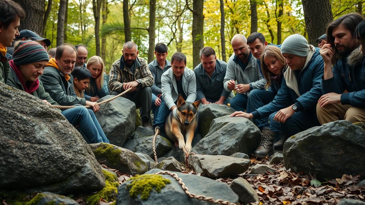 Chien Coince Foret Mobilisation Incroyable Village 2025