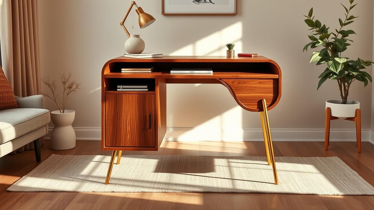 Bureau Retro Noyer Decoration 2025
