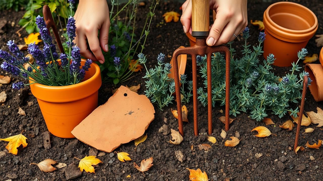 Pots Casses Outils Rouilles Bordure Jardin Gratuite