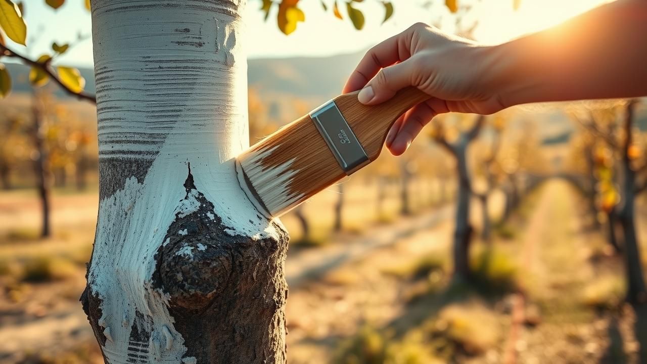 Troncs Blancs Arbres Fruitiers Protection Hiver Octobre